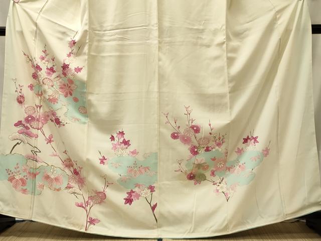平和屋着物■訪問着 駒刺繍 雲取り草花文 金彩 正絹 逸品 未使用 CABM0888oy