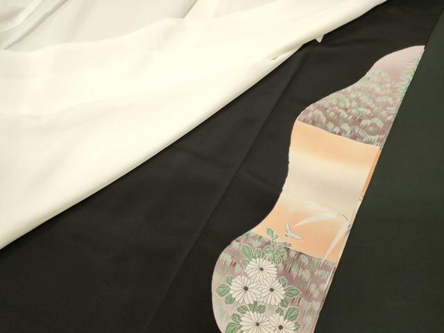 平和屋着物■豪華黒留袖 鴛鴦花枝松文 暈し染め 金彩 正絹 逸品 CABM0879oy