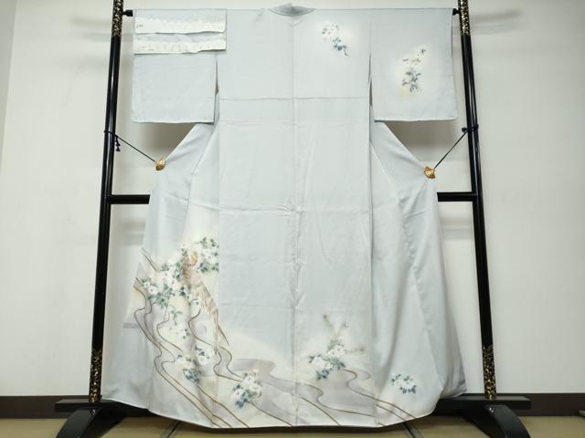 平和屋着物●訪問着 花鳥文 暈し染め 金彩 反端付き 正絹 逸品 DABK0053ud