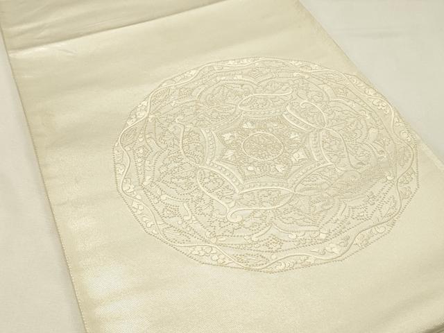 平和屋着物◎中国三大刺繍 相良刺繍 総刺繍 太鼓柄袋帯 花絵皿文 正絹 逸品 DABJ5699qp