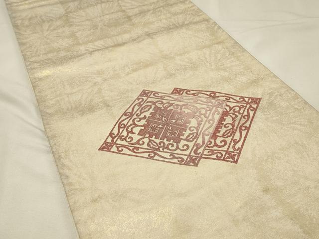平和屋着物◎中国三大刺繍 相良刺繍 総刺繍 太鼓柄袋帯 花菱文 金糸 正絹 逸品 DABJ5703qp