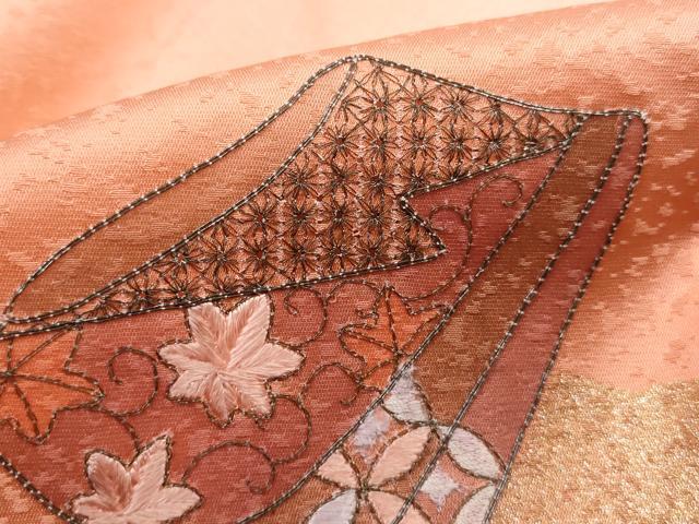 平和屋着物■中国三大刺繍 スワトウ刺繍 汕頭刺繍 総刺繍 訪問着 誰が袖花文 暈し染め 金彩 正絹 逸品 DABK3194qa