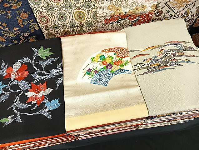 平和屋着物■名古屋帯 まとめて100点 鳥獣 人物 風景 更紗 松竹梅 花柄 型染め 金彩 金銀糸 着用可能多数 未使用品あり 全て正絹 mmm1501