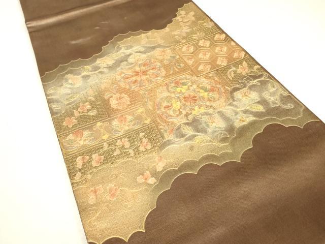 平和屋着物▼中国三大刺繍 スワトウ刺繍 汕頭刺繍 太鼓柄袋帯 駒刺繍 正倉院花文 金彩 正絹 逸品 DABJ1908az