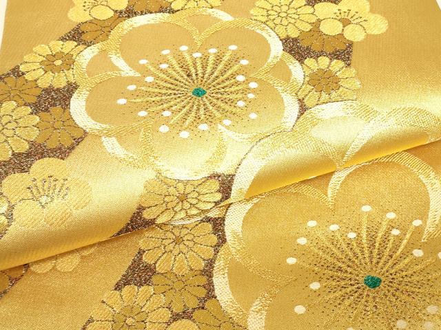 平和屋着物▼六通柄袋帯 舞花文 金糸 正絹 逸品 DABJ1948az
