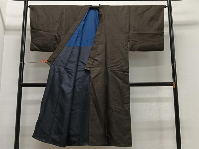 平和屋着物■男性 お召 干割れ文 正絹 逸品 CABL4368ua
