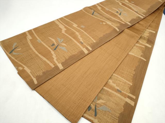 平和屋着物●六通柄袋帯 枝葉文 金糸 正絹 逸品 CABM6084hy