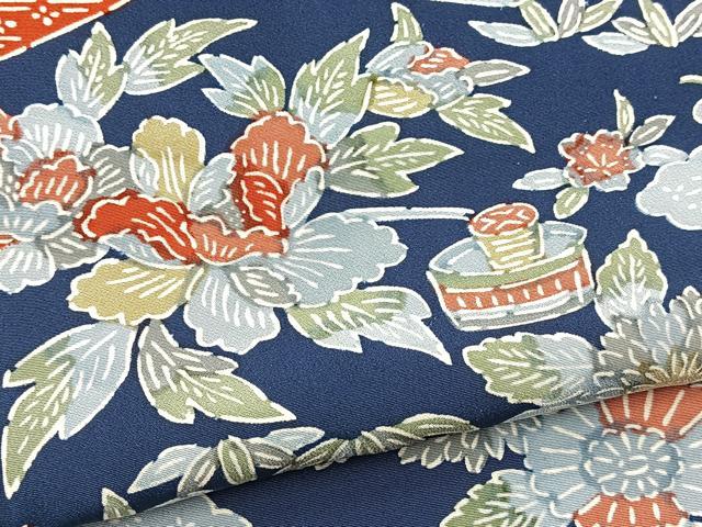 平和屋着物■上質な小紋 型染め 風景花文 正絹 逸品 BAAY5772yc
