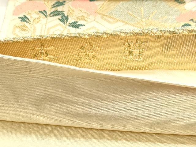 平和屋本店▼六通柄袋帯 扇面花鳥文 本金箔 正絹 逸品 DABJ6263sf