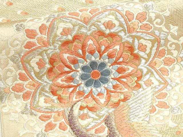 平和屋本店▼六通柄袋帯 唐織 正倉院孔雀花文 本金箔 正絹 逸品 DABJ6266sf