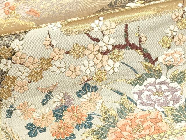 平和屋本店▼六通柄袋帯 唐織 流水丸文小袖 本金二重箔 正絹 逸品 DABJ6279sf