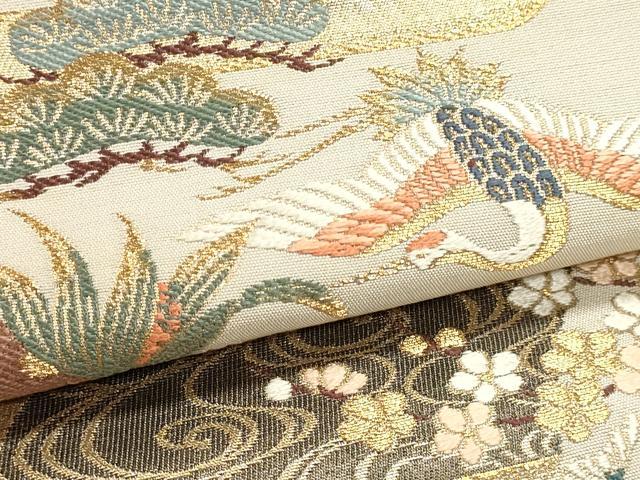 平和屋本店▼六通柄袋帯 唐織 流水丸文小袖 本金二重箔 正絹 逸品 DABJ6279sf
