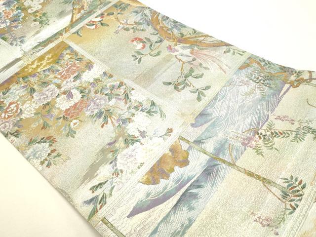 平和屋本店▼西陣あさぎ 丸帯 日本美術大金集 本金箔 プラチナ箔 壱仟八百口織 さが美扱い 正絹 逸品 DABJ6278sf