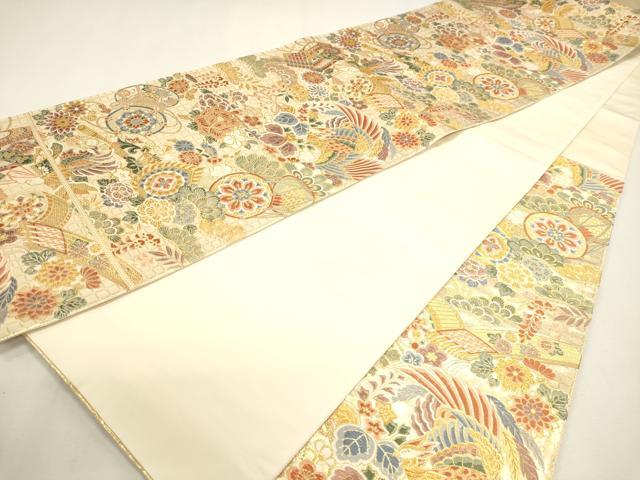 平和屋本店▼六通柄袋帯 唐織 麗飾楽器紋 本金箔 正絹 逸品 DABJ6269sf