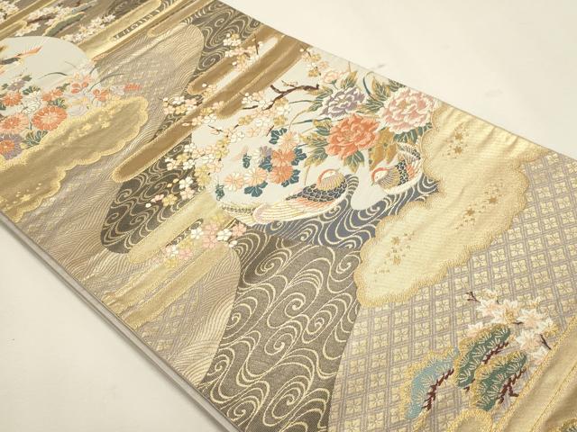 平和屋本店▼六通柄袋帯 唐織 流水丸文小袖 本金二重箔 正絹 逸品 DABJ6279sf