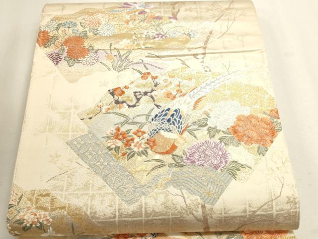 平和屋本店▼六通柄袋帯 唐織 九百錦 慶祥秀宝文 純金箔 正絹 逸品 DABJ6294sf