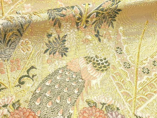 平和屋本店▼六通柄袋帯 矢羽御所車図 本金箔 正絹 逸品 DABJ6274sf