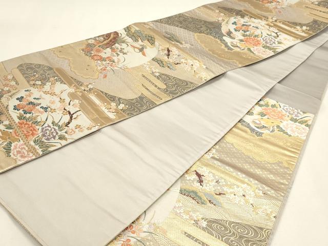 平和屋本店▼六通柄袋帯 唐織 流水丸文小袖 本金二重箔 正絹 逸品 DABJ6279sf