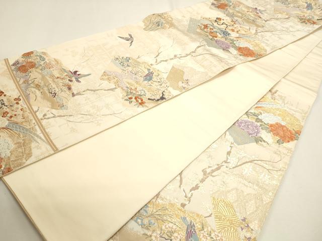 平和屋本店▼六通柄袋帯 唐織 九百錦 慶祥秀宝文 純金箔 正絹 逸品 DABJ6294sf
