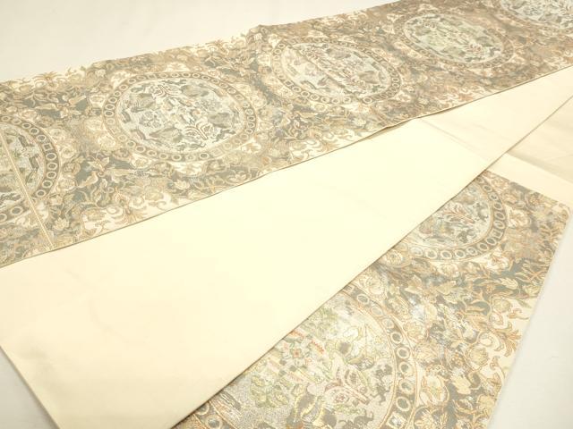 平和屋本店▼六通柄 本袋帯 狩猟文 純金箔24K 正絹 逸品 DABJ6306sf