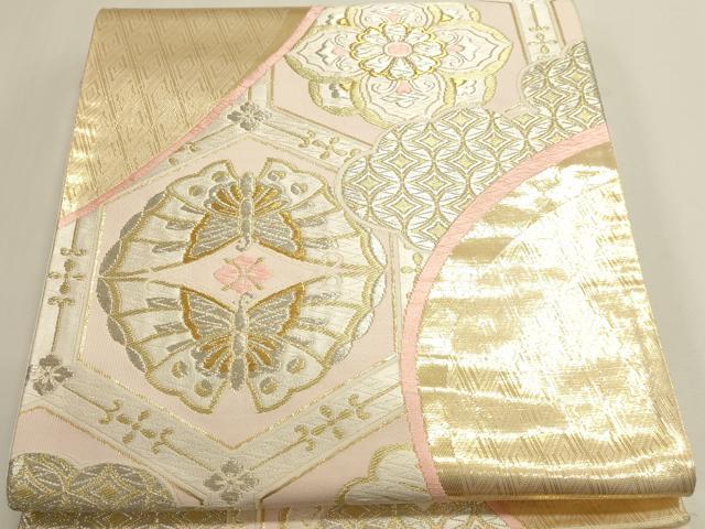 平和屋本店▼六通柄袋帯 花蝶松文 箔錦 純金箔 正絹 逸品 DABJ6303sf