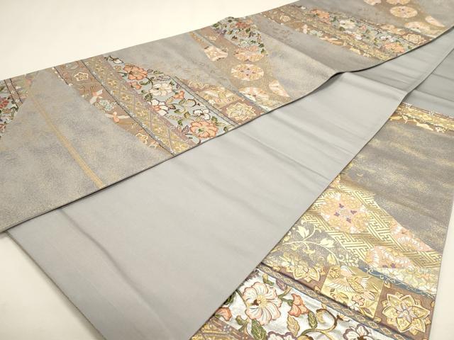 平和屋本店▼六通柄袋帯 唐織 更紗花文 本金箔 うるし箔 正絹 逸品 DABJ6309sf