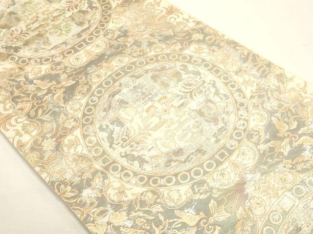 平和屋本店▼六通柄 本袋帯 狩猟文 純金箔24K 正絹 逸品 DABJ6306sf