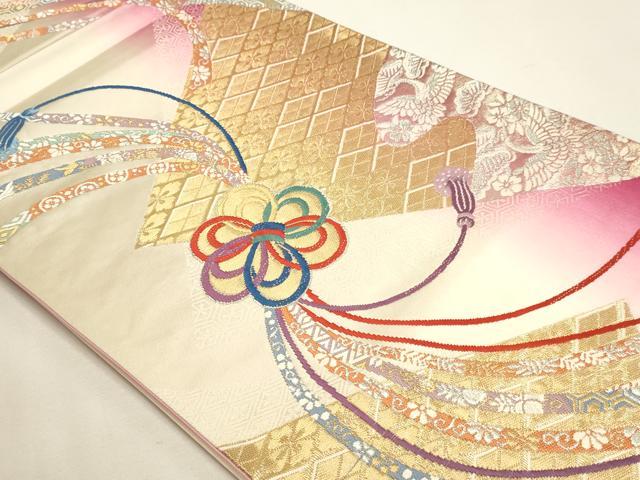 平和屋本店▼六通柄袋帯 唐織 裂取宝小紋 本金箔24K 正絹 逸品 DABJ6296sf