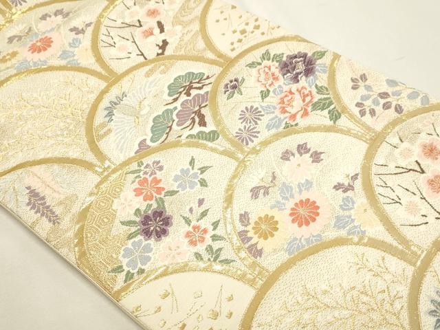 平和屋本店▼六通柄袋帯 唐織 青梅花鳥文 24k本金箔 正絹 逸品 DABJ6311sf