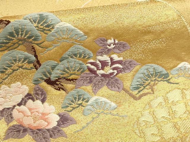 平和屋本店▼六通柄袋帯 唐織 招宴琳派文様 本金箔二重箔 正絹 逸品 DABJ6310sf