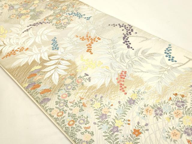 平和屋本店▼六通柄袋帯 九百錦 草花文 純金箔24K 正絹 逸品 DABJ6305sf