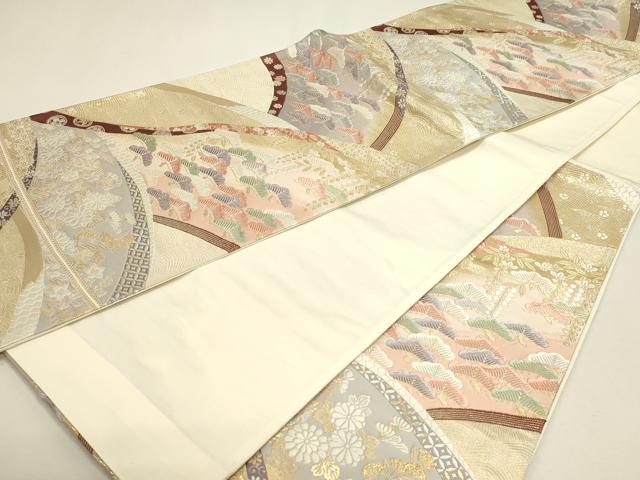 平和屋本店▼六通柄袋帯 唐織 九百錦 花松文 純金箔 正絹 逸品 DABJ6314sf