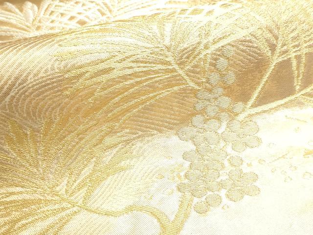 平和屋本店▼六通柄袋帯 松葉文 象眼二重織 彫金 本金箔 正絹 逸品 DABJ6298sf