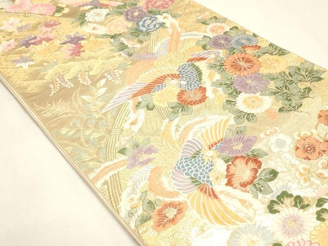 平和屋本店▼六通柄袋帯 唐織 光悦花鳥文 九百本金弐重織 正絹 逸品 DABJ6324sf