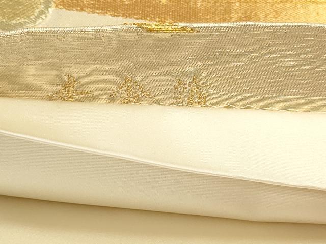 平和屋本店▼六通柄袋帯 扇面花文 本金箔 正絹 逸品 DABJ6351sf