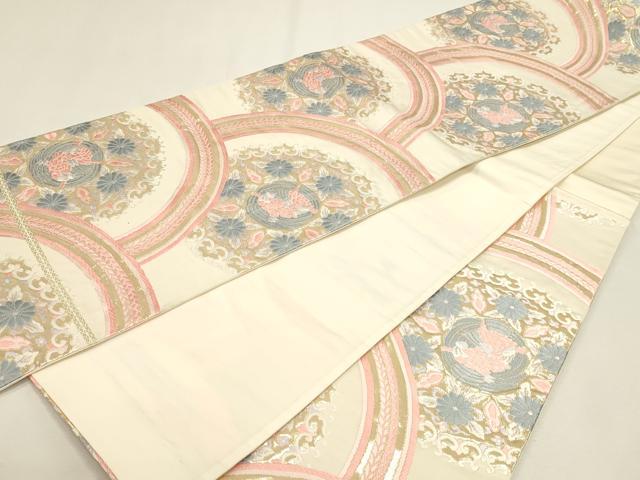 平和屋本店▼六通柄袋帯 唐織 錦 群鶴花文 純金箔貮拾四金 正絹 逸品 DABJ6336sf