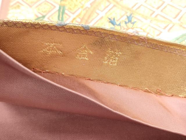 平和屋本店▼六通柄袋帯 扇面飛鶴花文 本金箔 正絹 逸品 DABJ6329sf