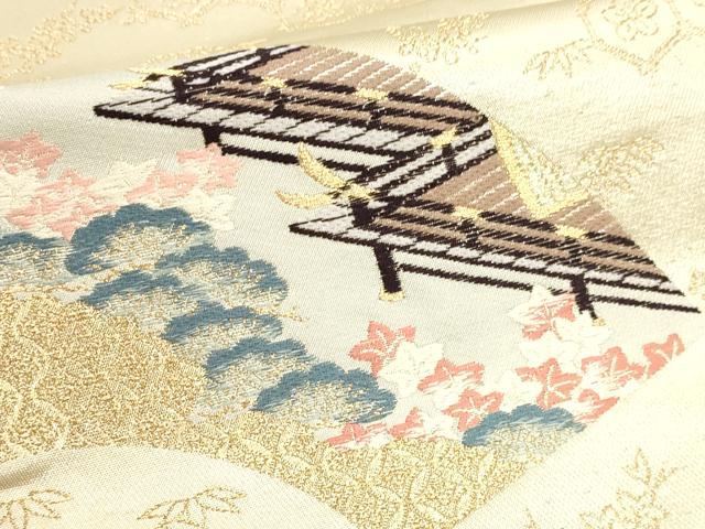 平和屋本店▼西陣 六通柄袋帯 珀穎 九百本金錦 証紙付き 正絹 逸品 DABJ6325sf