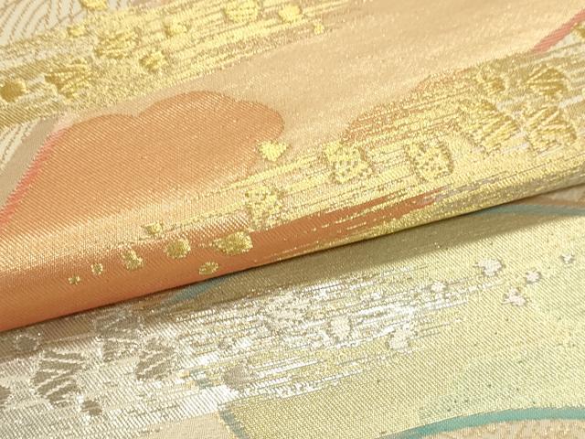 平和屋本店▼六通柄袋帯 輝彩錦 地紙文 本金箔 鈴乃屋扱い 正絹 逸品 DABJ6343sf