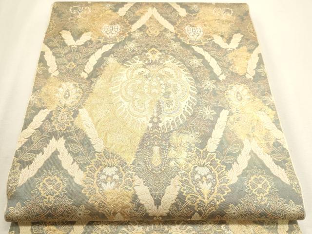 平和屋本店▼六通柄 本袋帯 正倉院花文 純金二重箔24K 正絹 逸品 DABJ6321sf