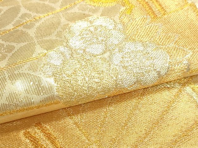 平和屋本店▼六通柄袋帯 扇面花文 本金箔 正絹 逸品 DABJ6351sf