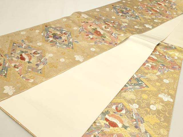 平和屋本店▼六通柄袋帯 唐織 菱取瑞祥文 本金箔 正絹 逸品 DABJ6375sf