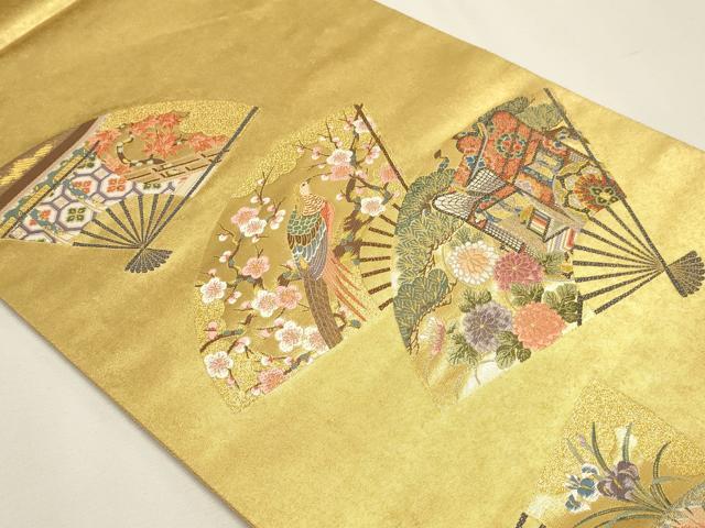 平和屋本店●西陣 長嶋成織物 ながしま帯 六通柄袋帯 唐織 桃山絢爛桧扇集 本金箔 瀞金錦 正絹 逸品 DABJ6366sf
