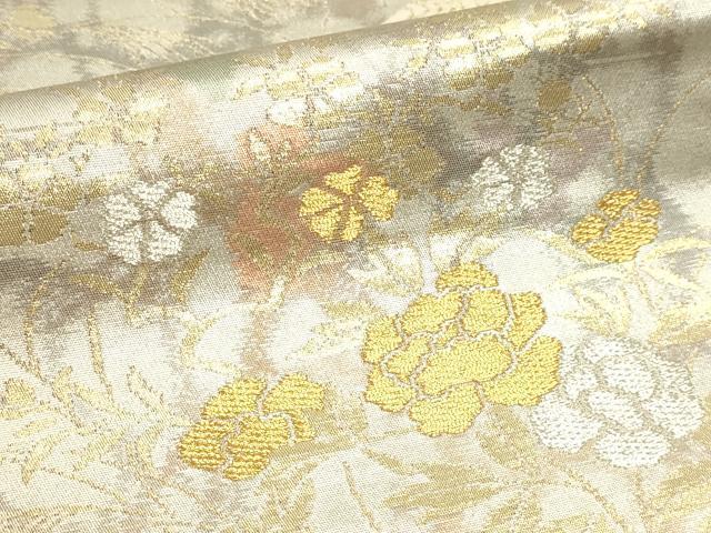 平和屋本店▼六通柄袋帯 寿扇端雲 純金箔二重引箔 正絹 逸品 DABJ6359sf