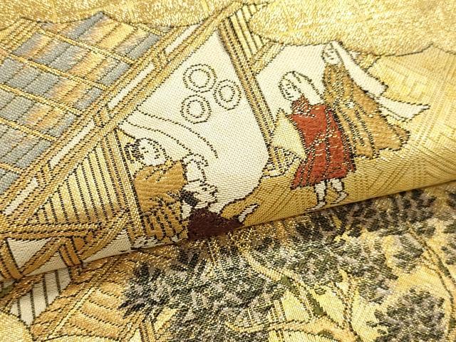 平和屋本店▼全通全景柄袋帯 洛中洛外図 本金二重箔 上杉家本 正絹 逸品 DABJ6369sf