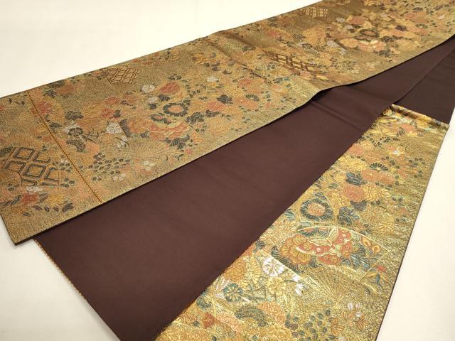 平和屋着物▼六通柄袋帯 麗鳳彫金紋 正絹 逸品 DABJ6364sf