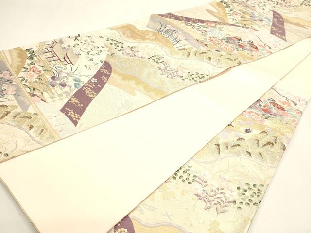 平和屋本店▼六通柄袋帯 唐織 九百錦 花鳥文 純金箔二重織 正絹 逸品 DABJ6358sf
