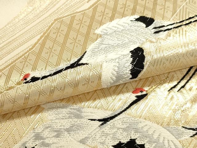 平和屋本店▼六通柄袋帯 唐織 吉祥翔鶴文 純金箔24k 正絹 逸品 DABJ6367sf