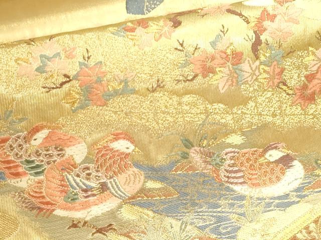 平和屋本店▼六通柄袋帯 四季花鳥図屏風 本金箔 正絹 逸品 DABJ6397sf