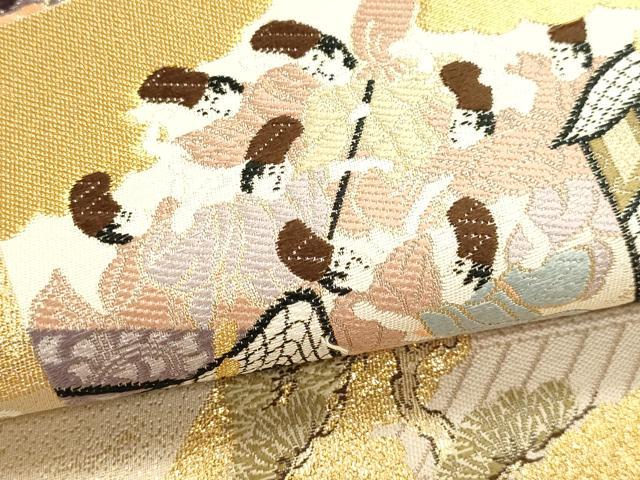 平和屋本店▼全通全景柄袋帯 源氏物語 純金箔 正絹 逸品 DABJ6408sf
